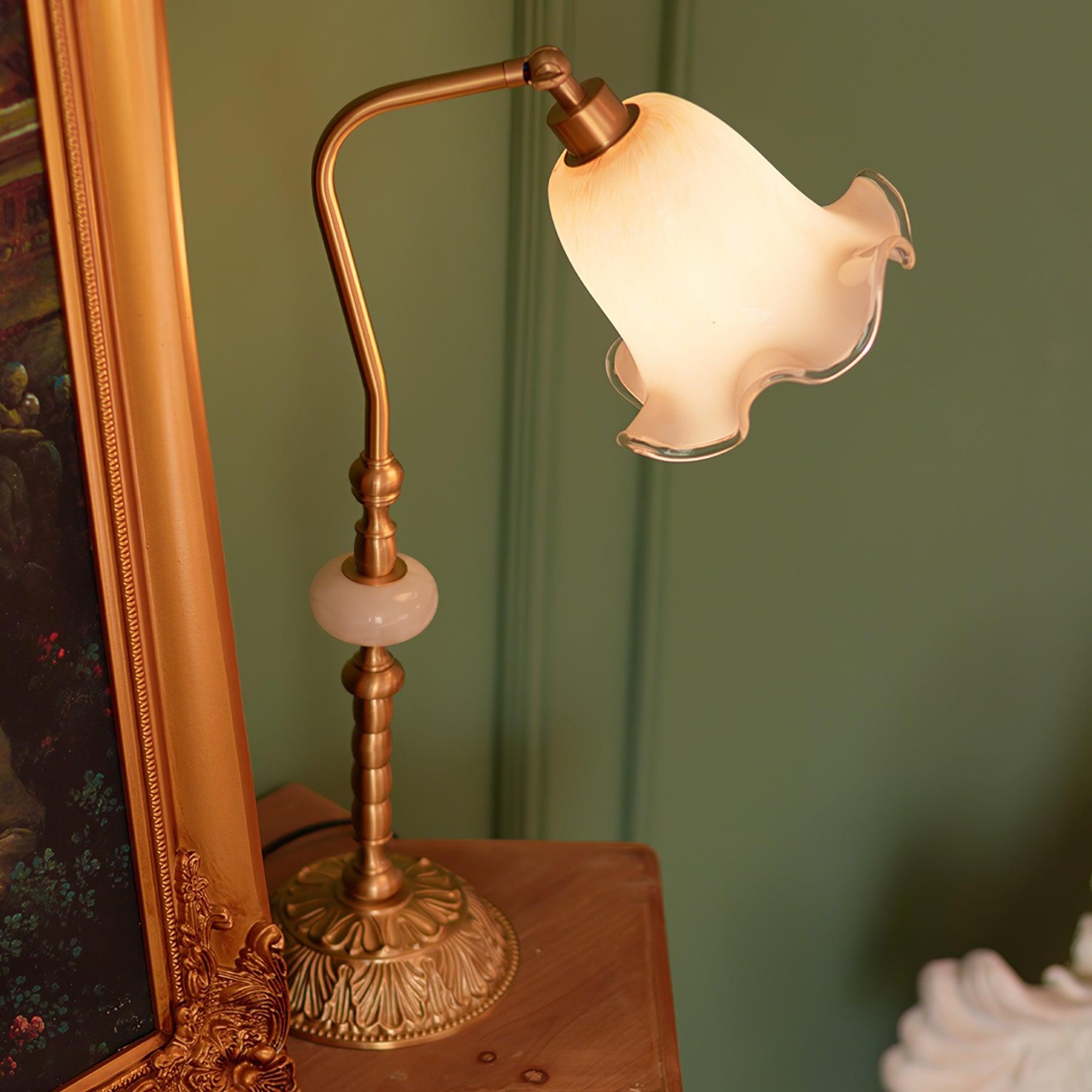 Classic Stylish White Tulip Brass Table Lamp M07