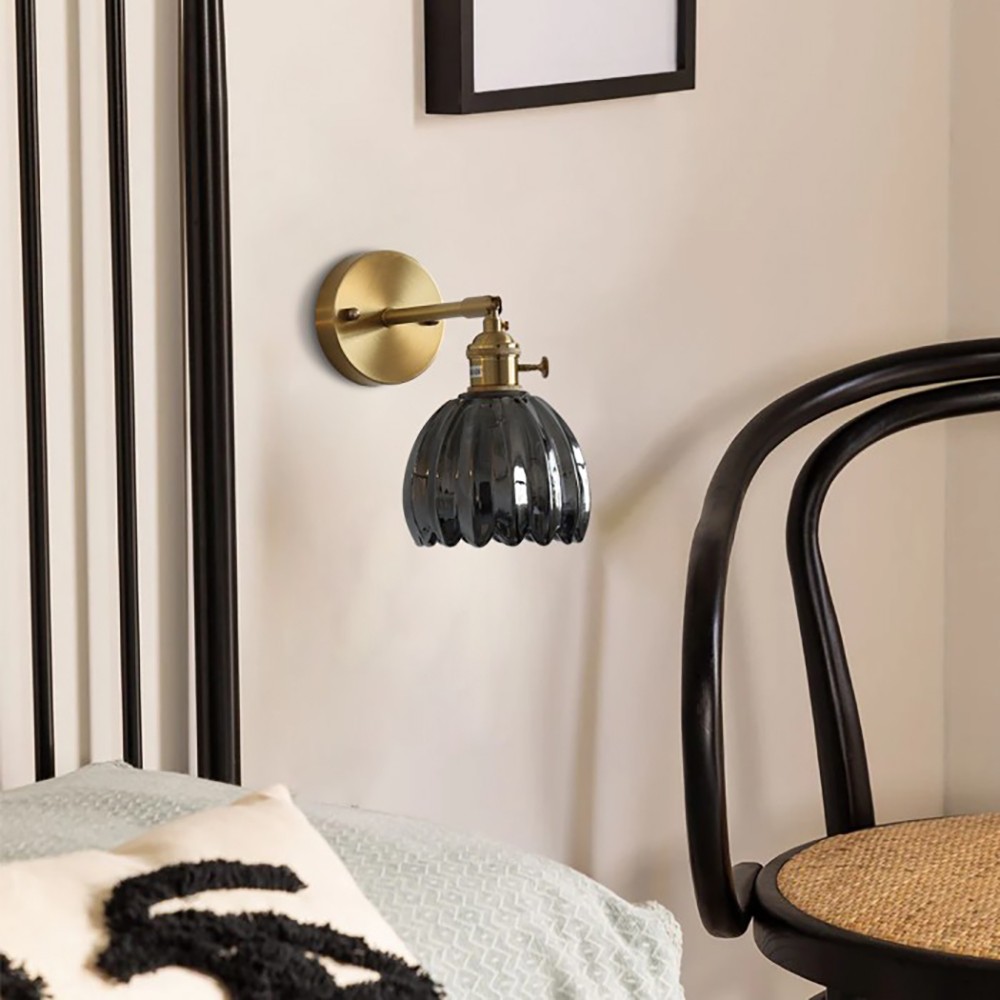 Retro Flower Bud Tulip Glass Wall Lamp S98