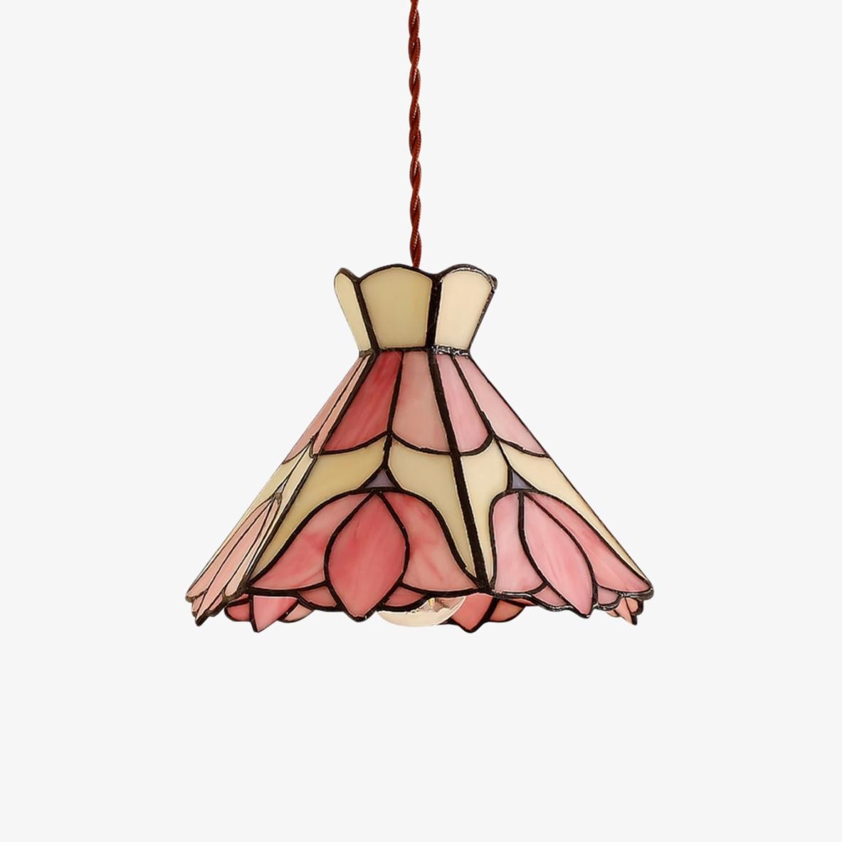Sevra Floral Stained Glass Pendant Light Tiffany Inspired Hanging Ceiling Lamp for Living Room T564