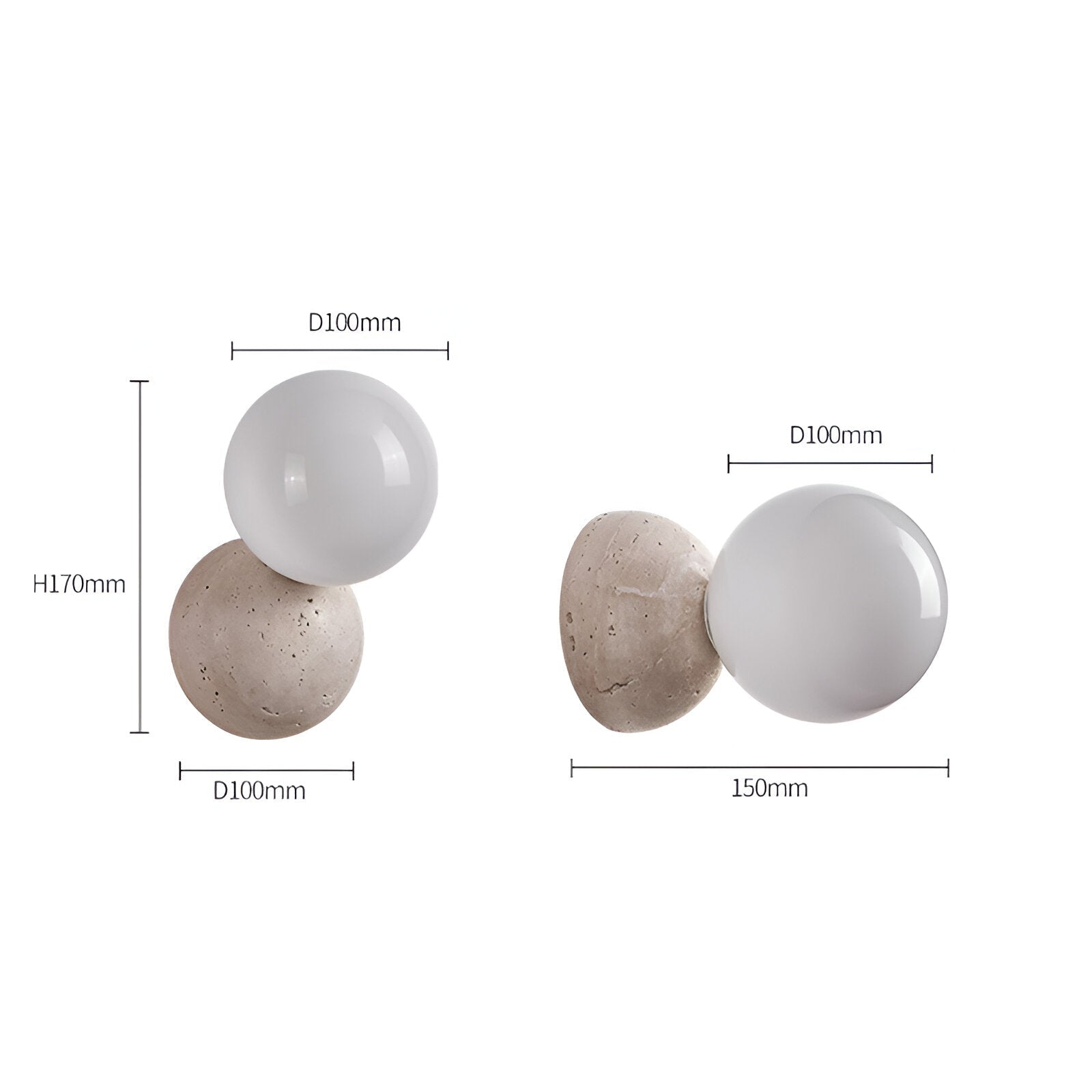 Travertine Round Glass Wall Fixture D939