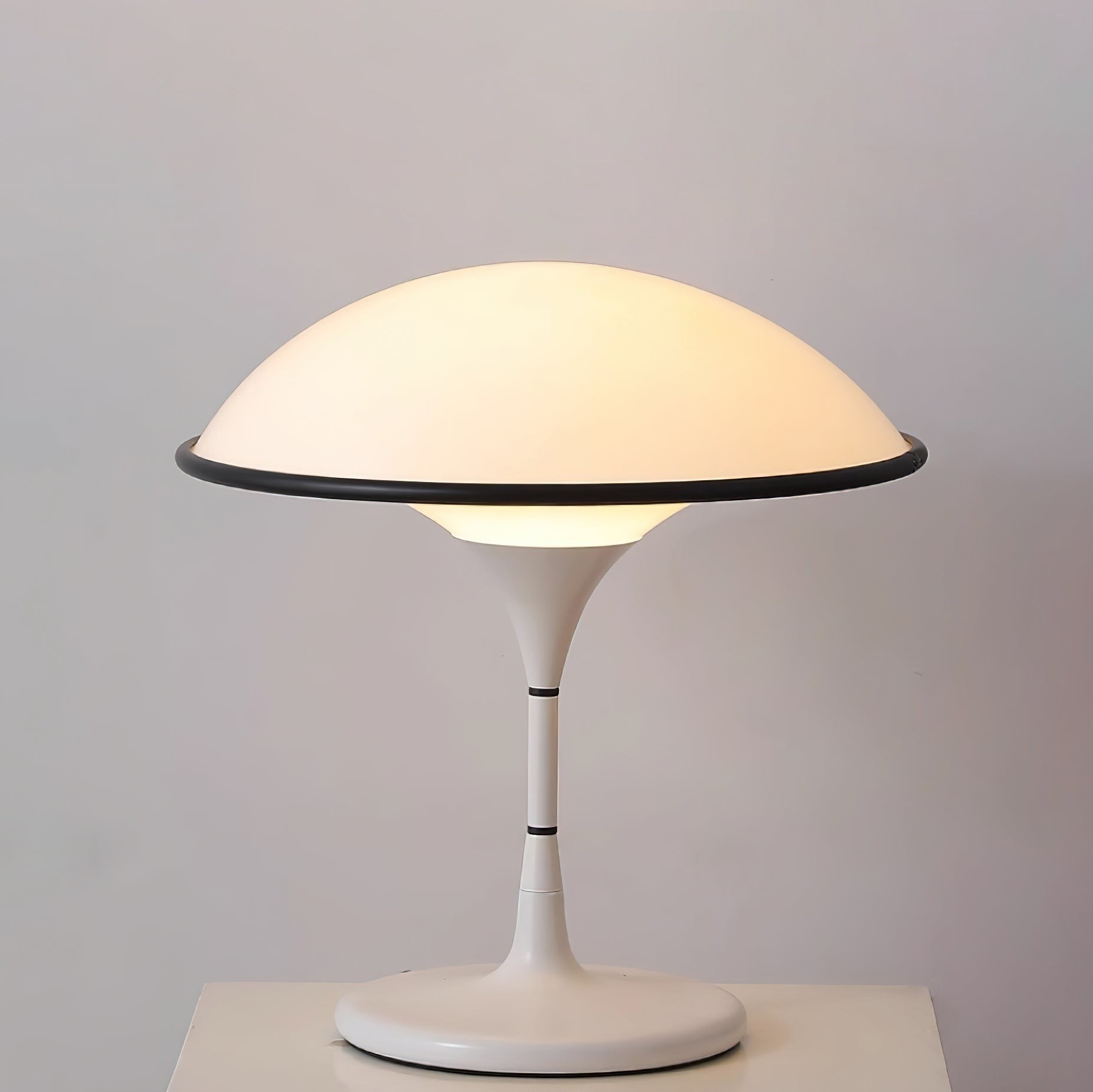Danish Retro White Flying Saucer Table Lamp M378