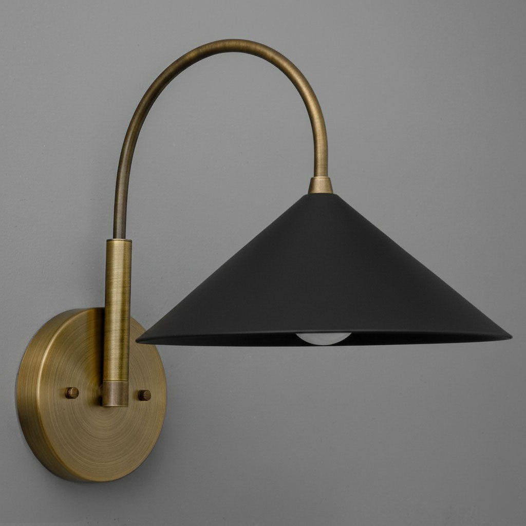 Curva Metal Vintage Wall Sconce - Elegant Cone Shade for Bedrooms T394