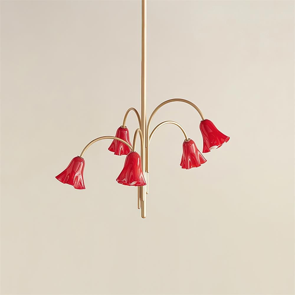 Bellina Modern Romantic Chandelier - Botanical Lily Design with Glass Flowers T280