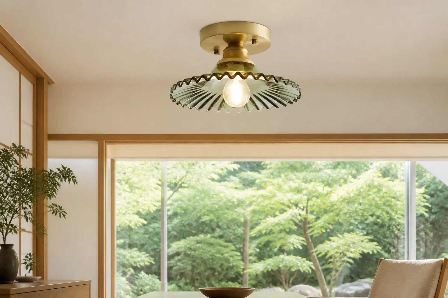 Japońska szklana lampa sufitowa S60 w stylu retro w stylu życia