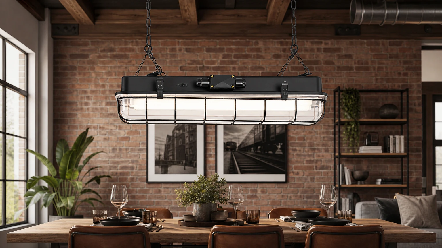 Lampa wisząca Porringer D482 zainstalowana nad stołem