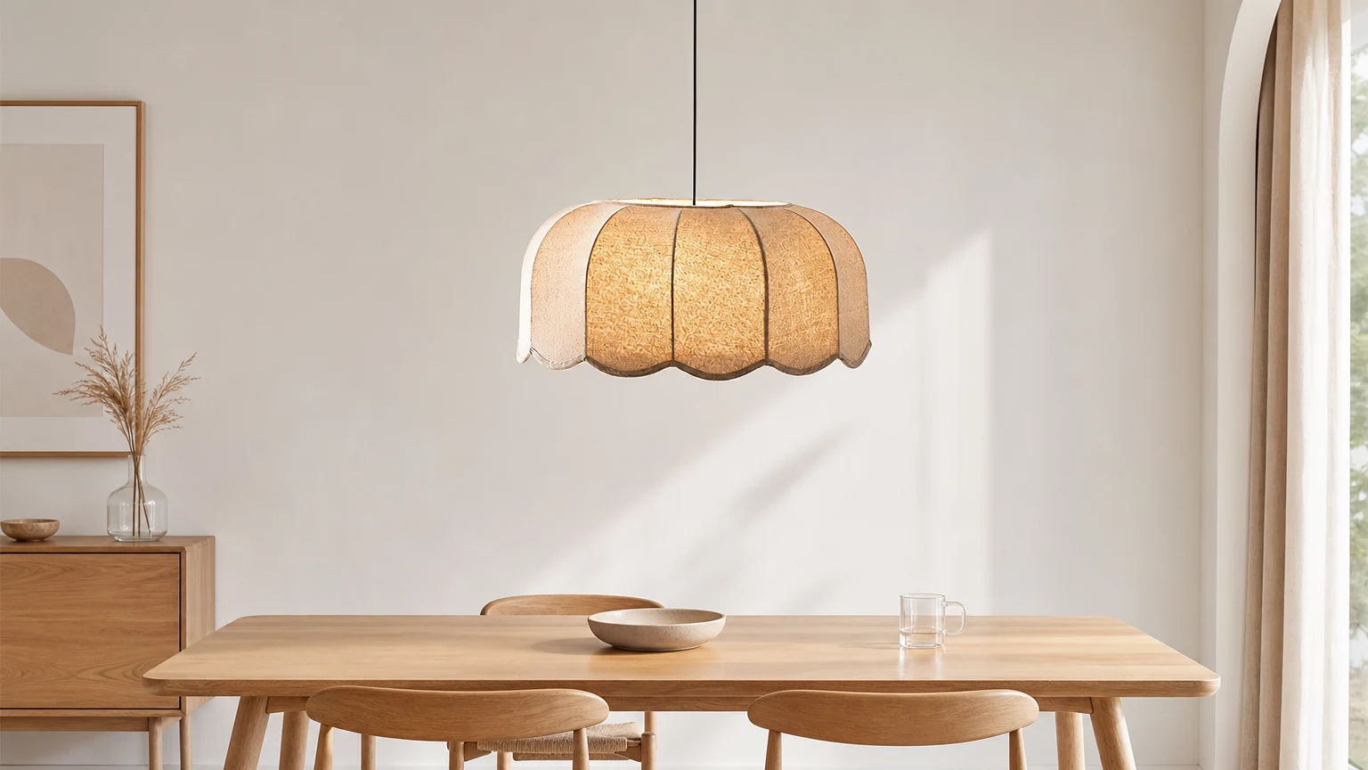 Lampa wisząca Liść Banana T029 w ciepłej oprawie wnętrza