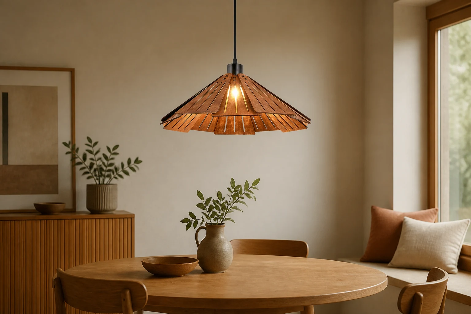 Lampa wisząca Muto skupiona w pomieszczeniu lifestylowym