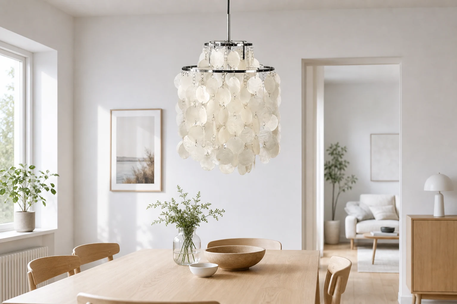 Metalowa lampa wisząca z kolekcji FUN w scenie w salonie