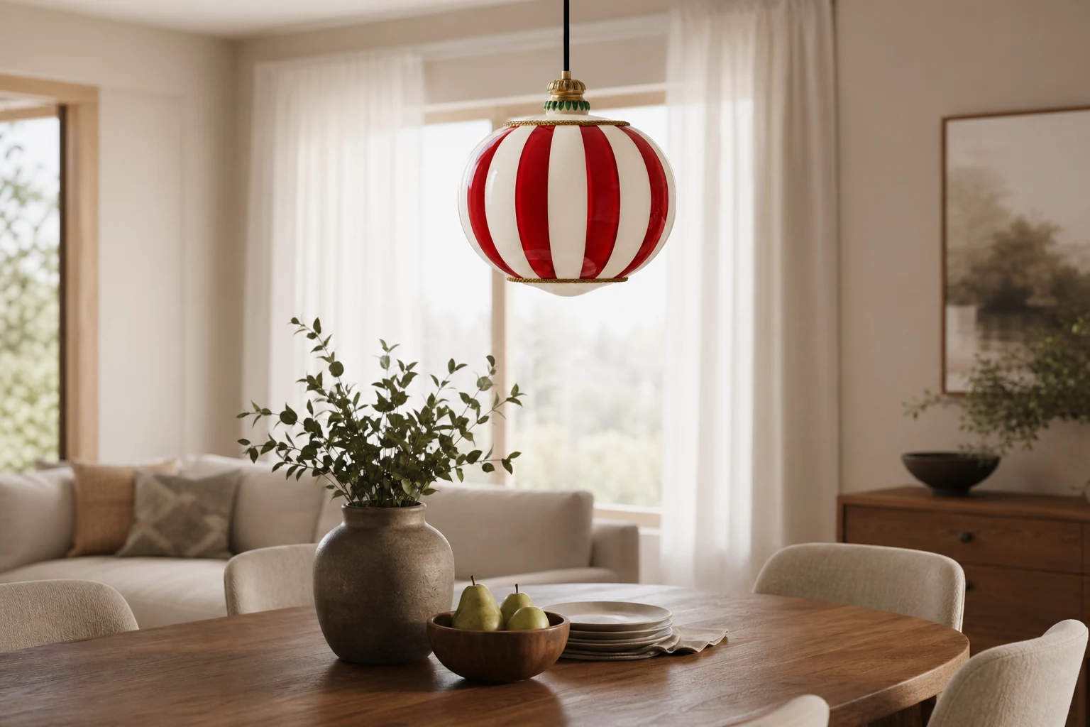 Lampa wisząca w paski Meira w stylu życia we wnętrzach