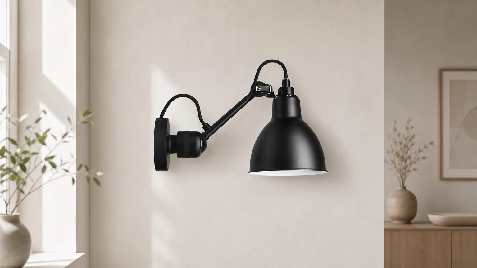 Nordic Obrotowa lampa ścienna/sufitowa S91 z obrotowym ramieniem zainstalowana we wnętrzu