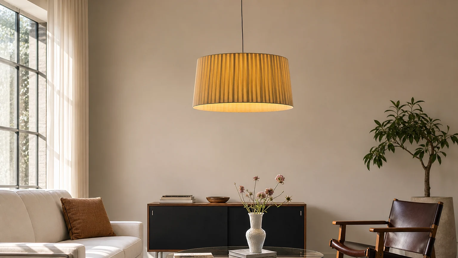 Lampa wisząca Wrinkles P068 w ciepłej oprawie wnętrza