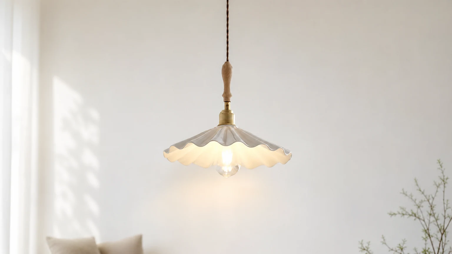 The Ceramic Flute Pendant Lamp D874 in a warm interior scene
