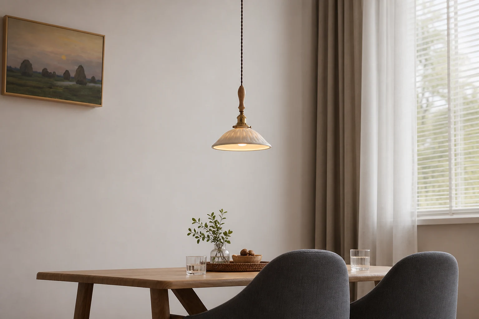 Lampa wisząca Light of the Shore D872 w ciepłej scenerii pokoju lifestylowego