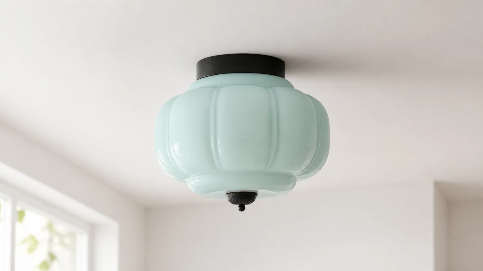 Eloise retro taklampa i mjölkglas, halvinfälld, för en varm rumsmiljö