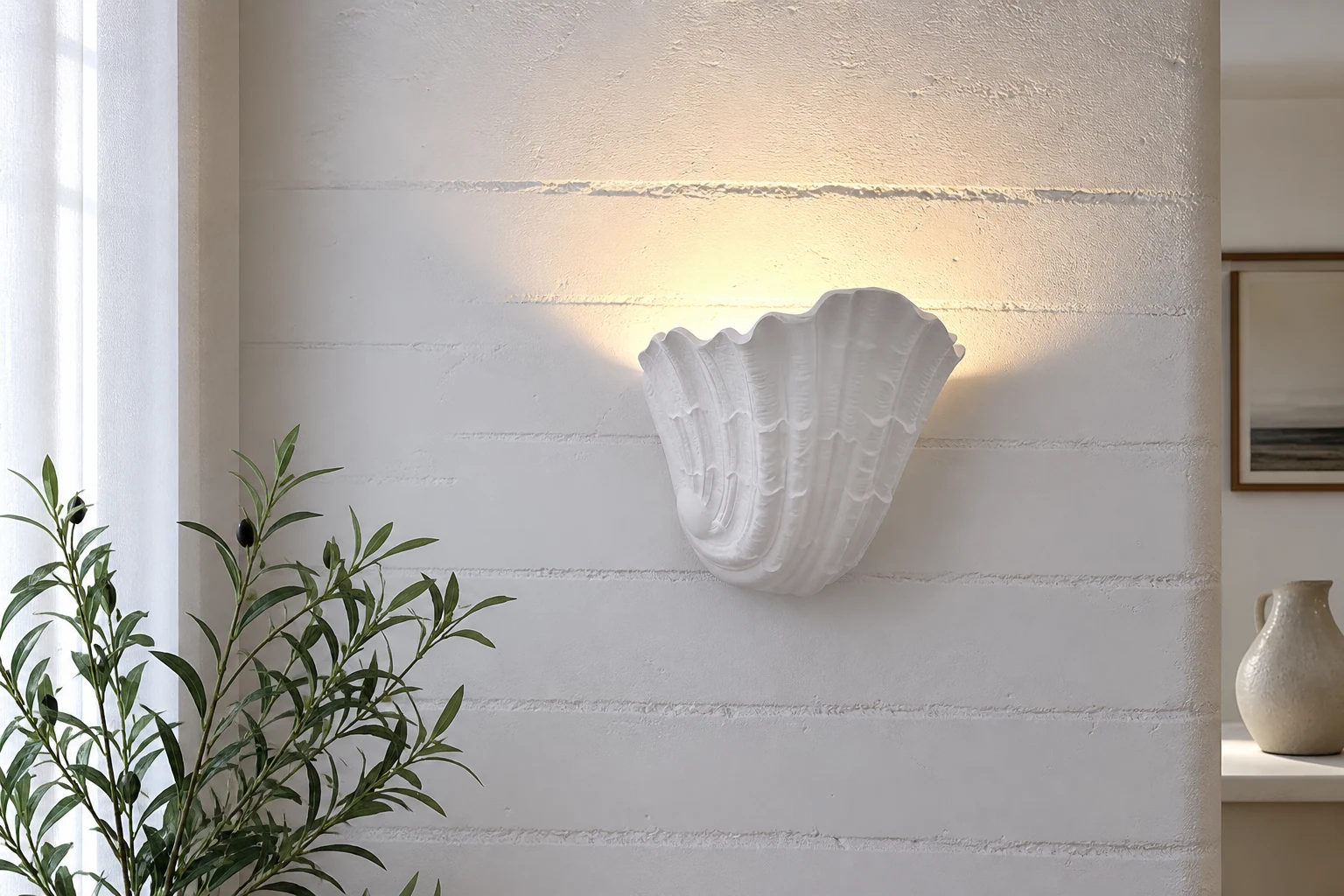 Kinkiet gipsowy Shell w stylu życia