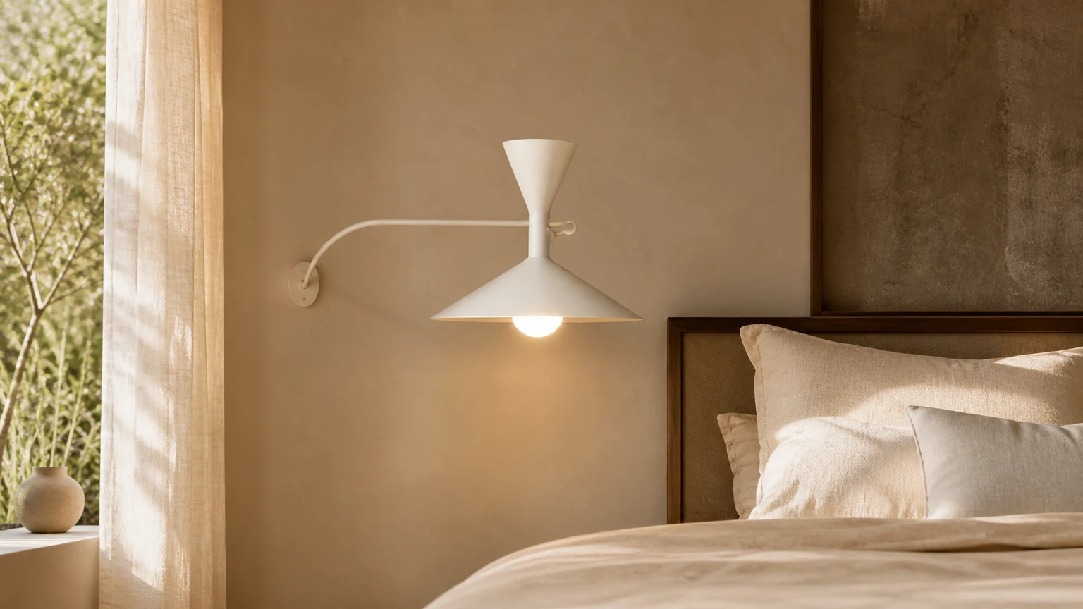Horizontal interior hero scene with adjustable wall lamp