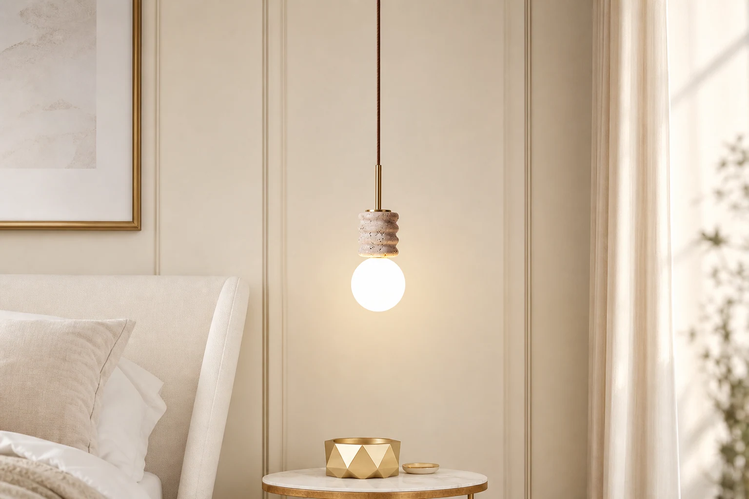 Scena lifestylowa przedstawiająca lampę wiszącą D917 w spokojnym wnętrzu
