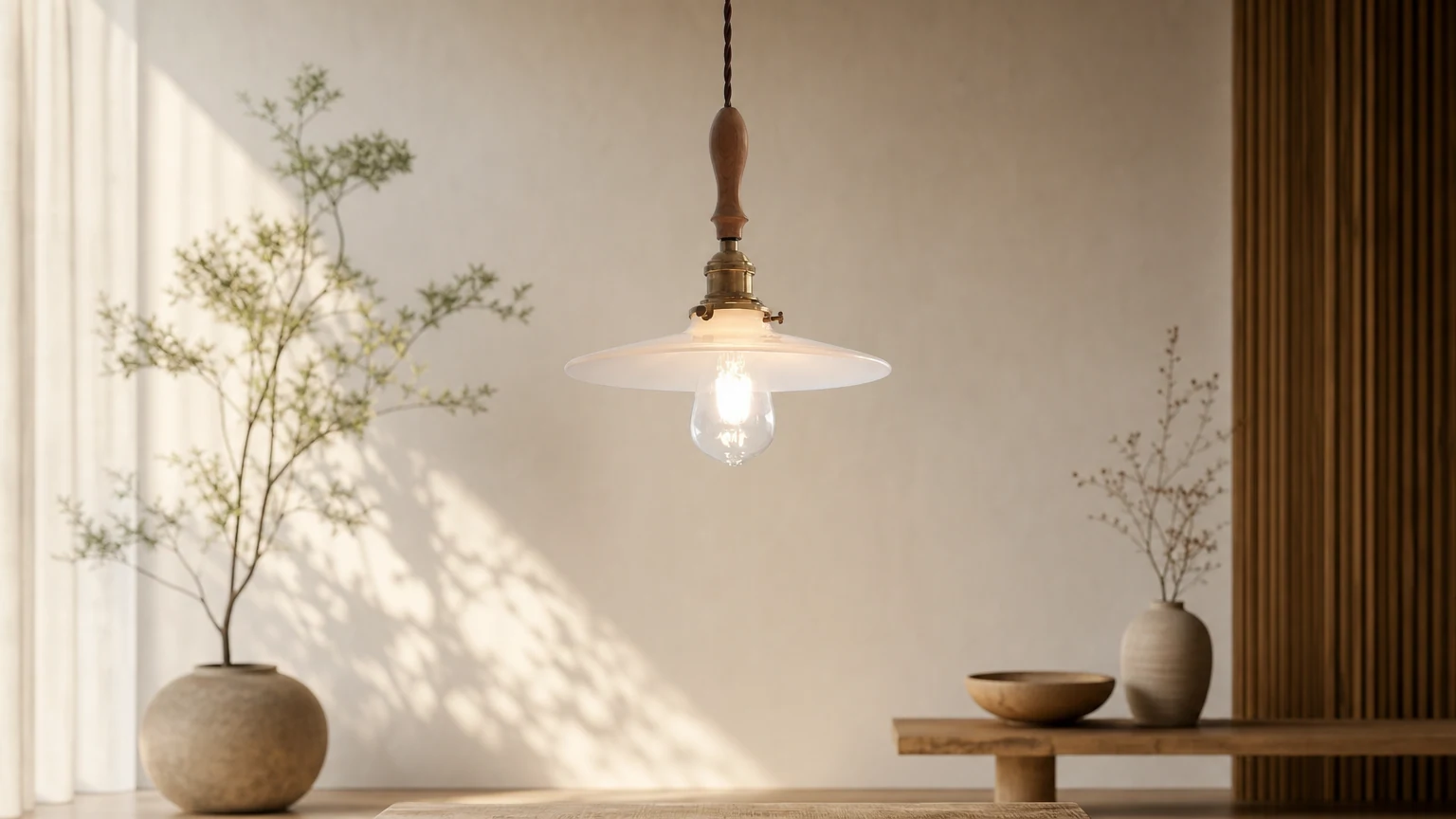 Lampa wisząca Japandi Elegance Velvet Light D871 w ciepłej scenerii pomieszczenia