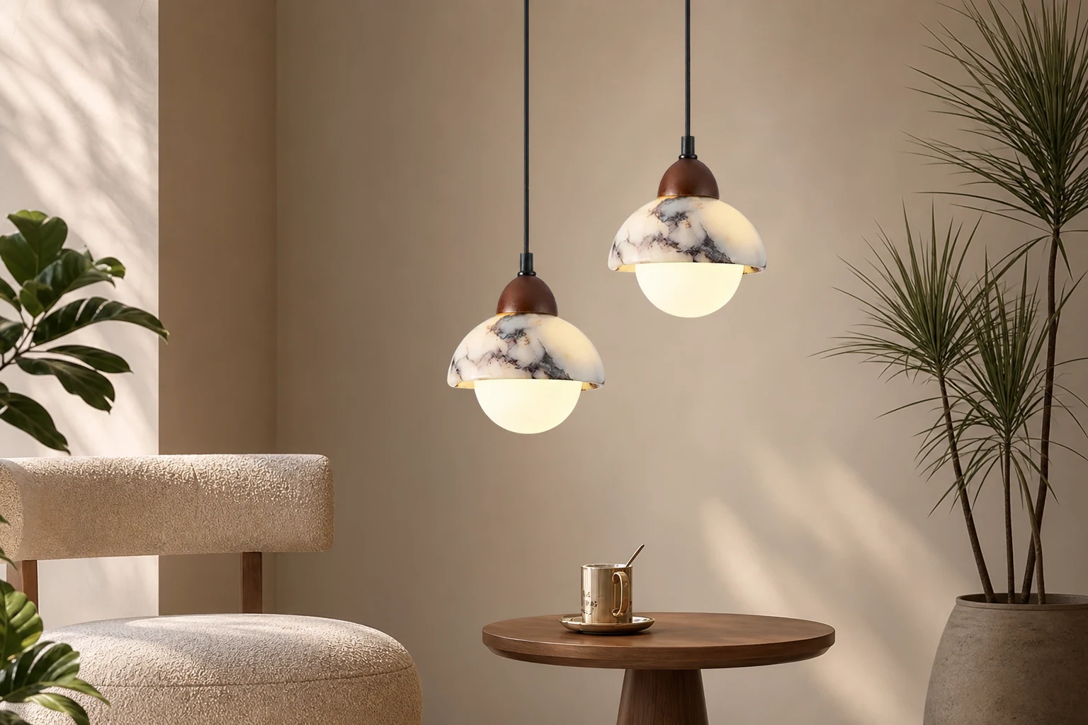 Marmurowa lampa wisząca Polaris D652 stylizowana na styl życia