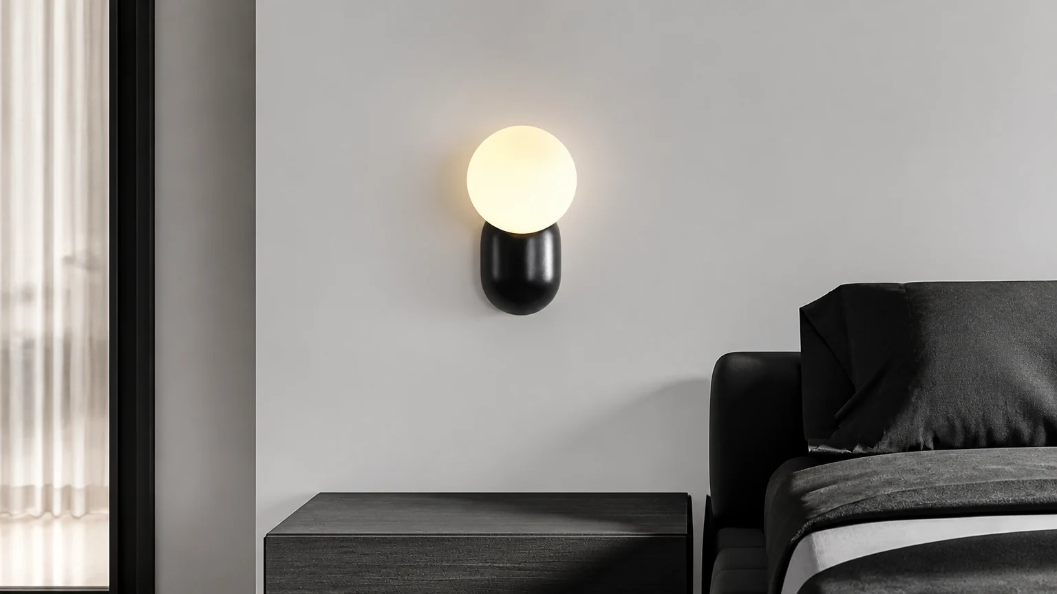 Kinkiet Luma Nordic Glass Orb D784 w spokojnej scenie wewnętrznej