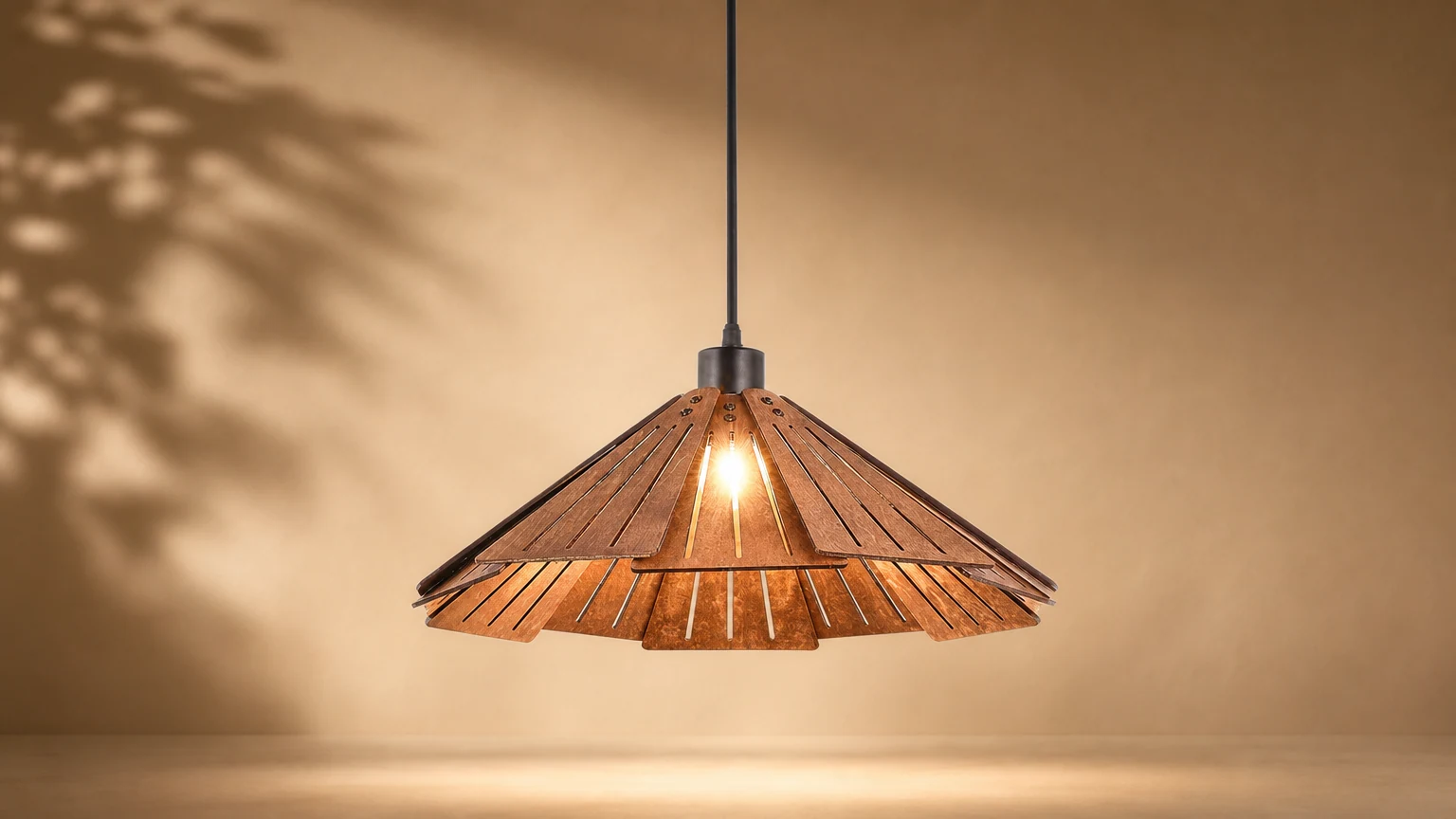Lampa wisząca Retro Revival Muto D840 w ciepłym pomieszczeniu Japandi