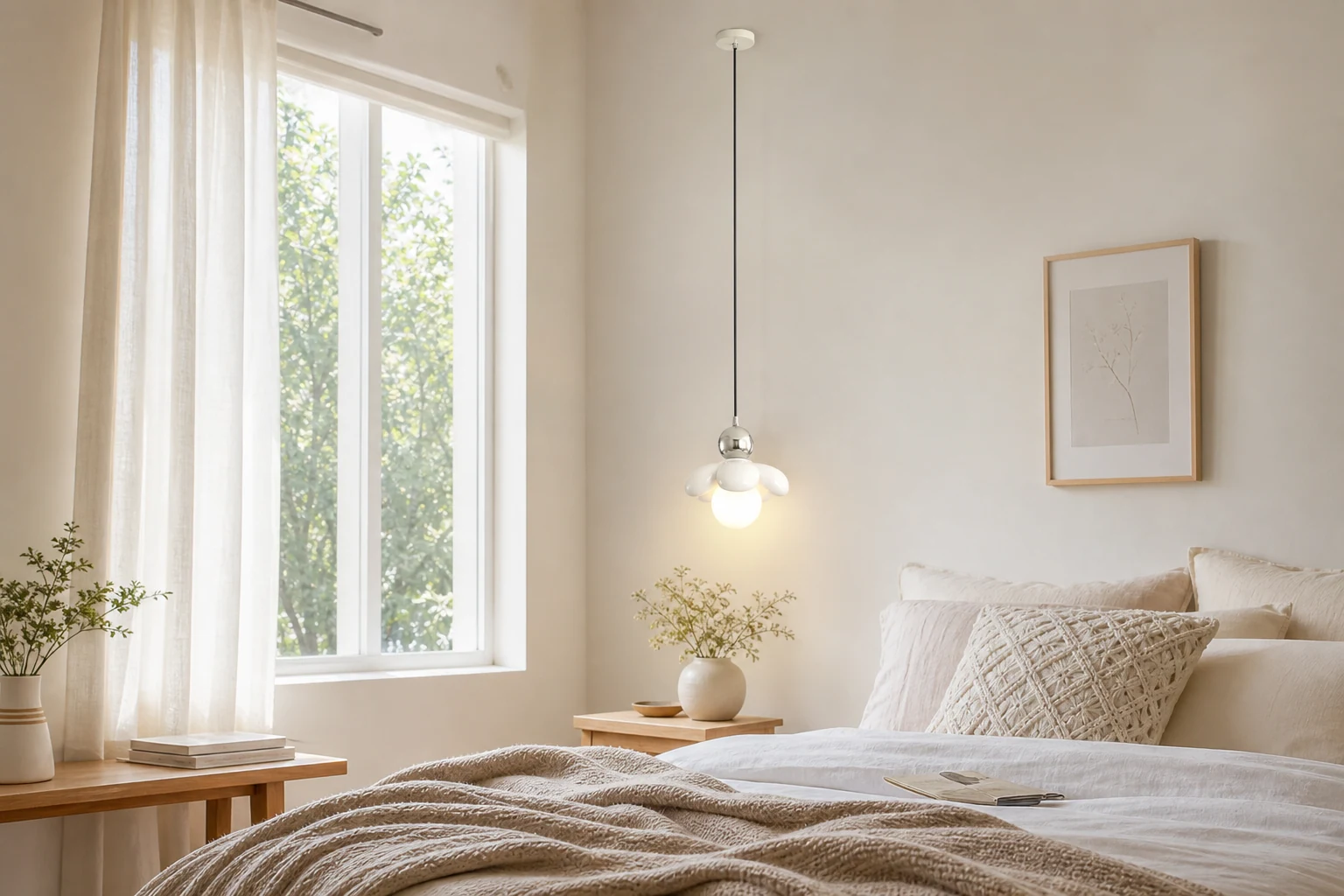 Lampa wisząca z ciepłym kwiatem w stylu życia