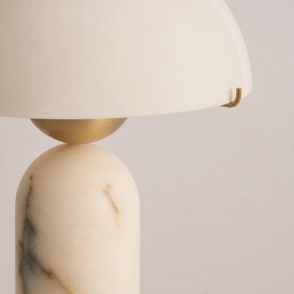 Zbliżenie na materiał i wykończenie lampy Peono