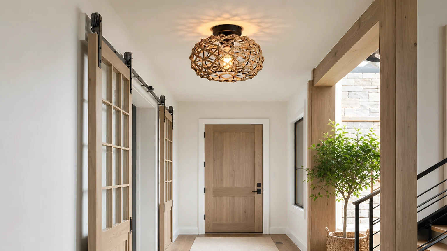 Akrylowa lampa wisząca Sunrise Bauhaus Memphis G78 pokazana w ciepłej scenie wnętrza