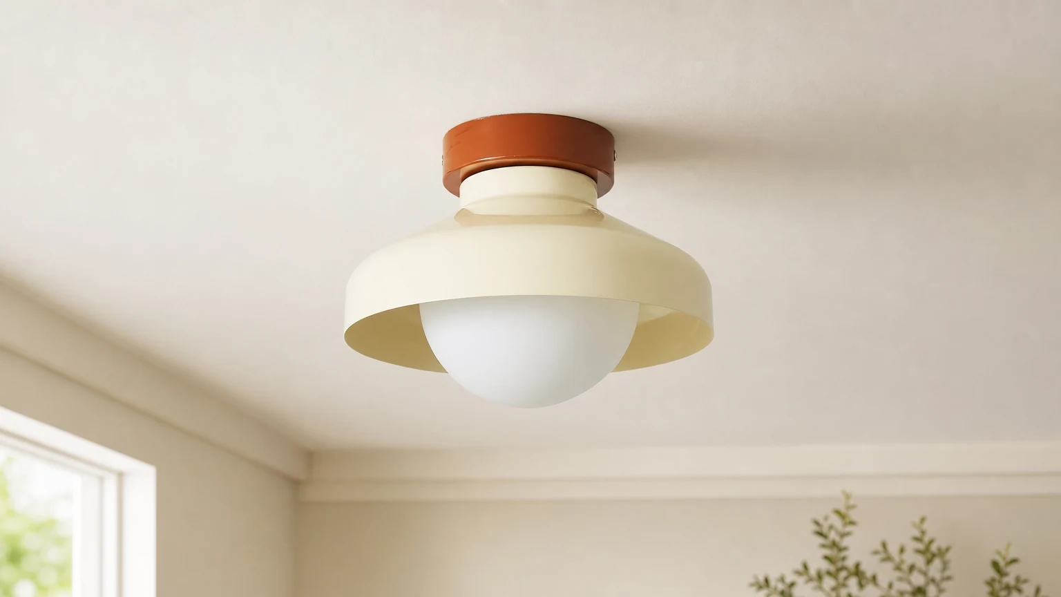 Nowoczesna lampa sufitowa Elystra w minimalistycznej scenerii pomieszczenia