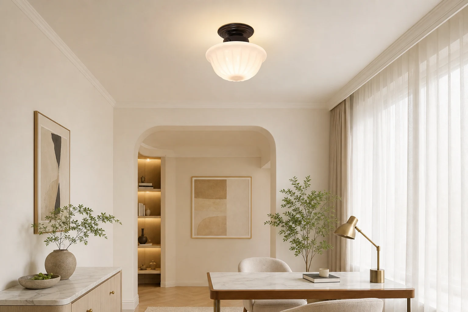 Scena lifestylowa z używaną lampą sufitową