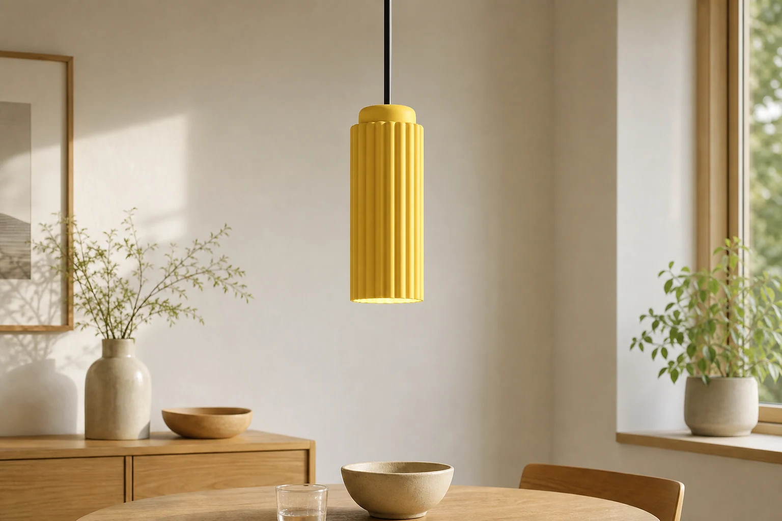 Norweska, nordycka metalowa lampa wisząca D768 w aranżacji wnętrza