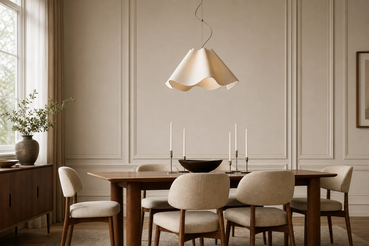 Lampa wisząca Oslan pokazana w ciepłym pomieszczeniu