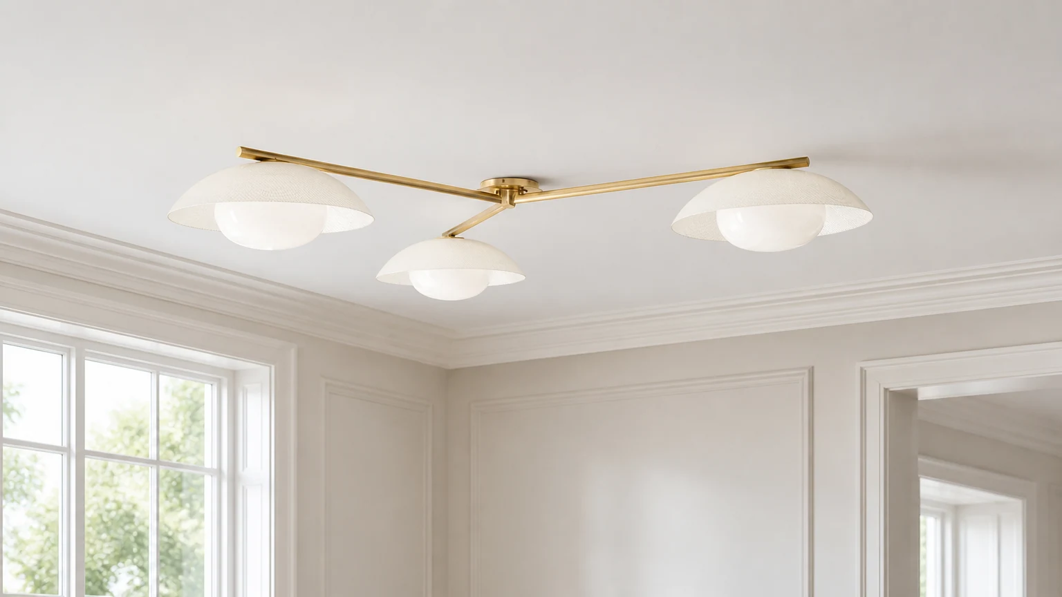 Plafonnier encastré Elorina à 3 lumières installé dans une pièce moderne