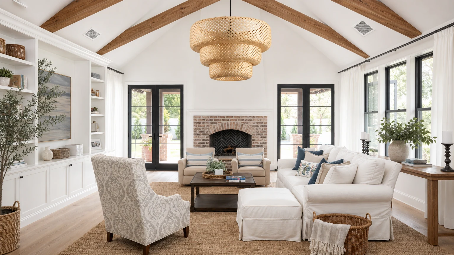 Lámpara colgante Boho Bamboo D897 en un ambiente cálido.