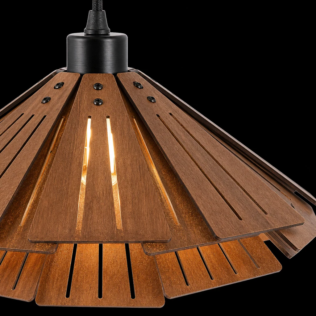 Zbliżenie na materiał i wykończenie lampy wiszącej Muto