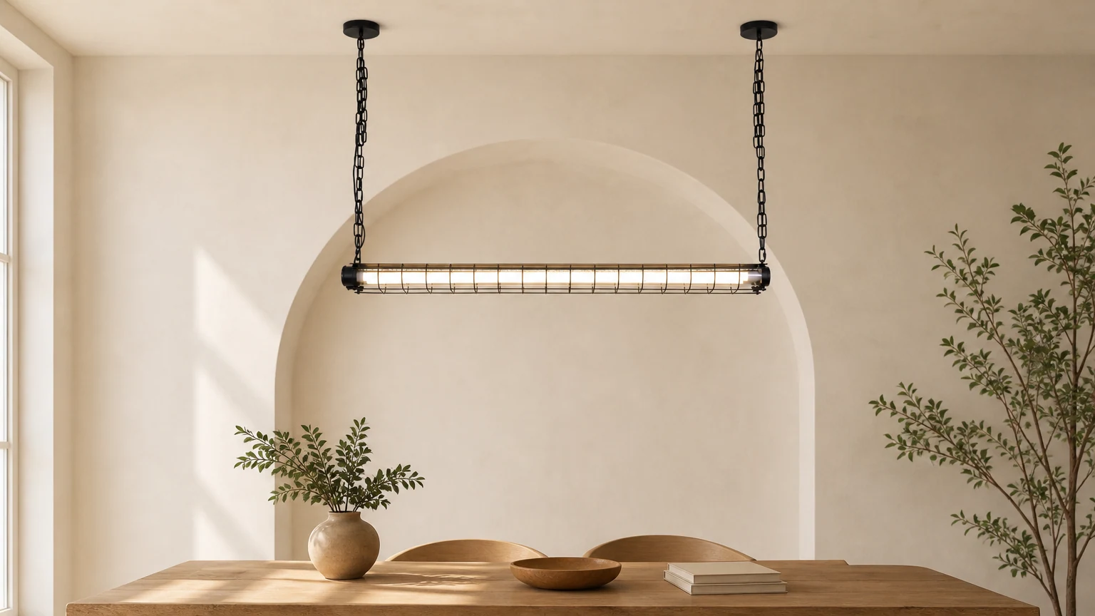 Poziomy widok sceny na żyrandol Artisan Glass Linearity G75