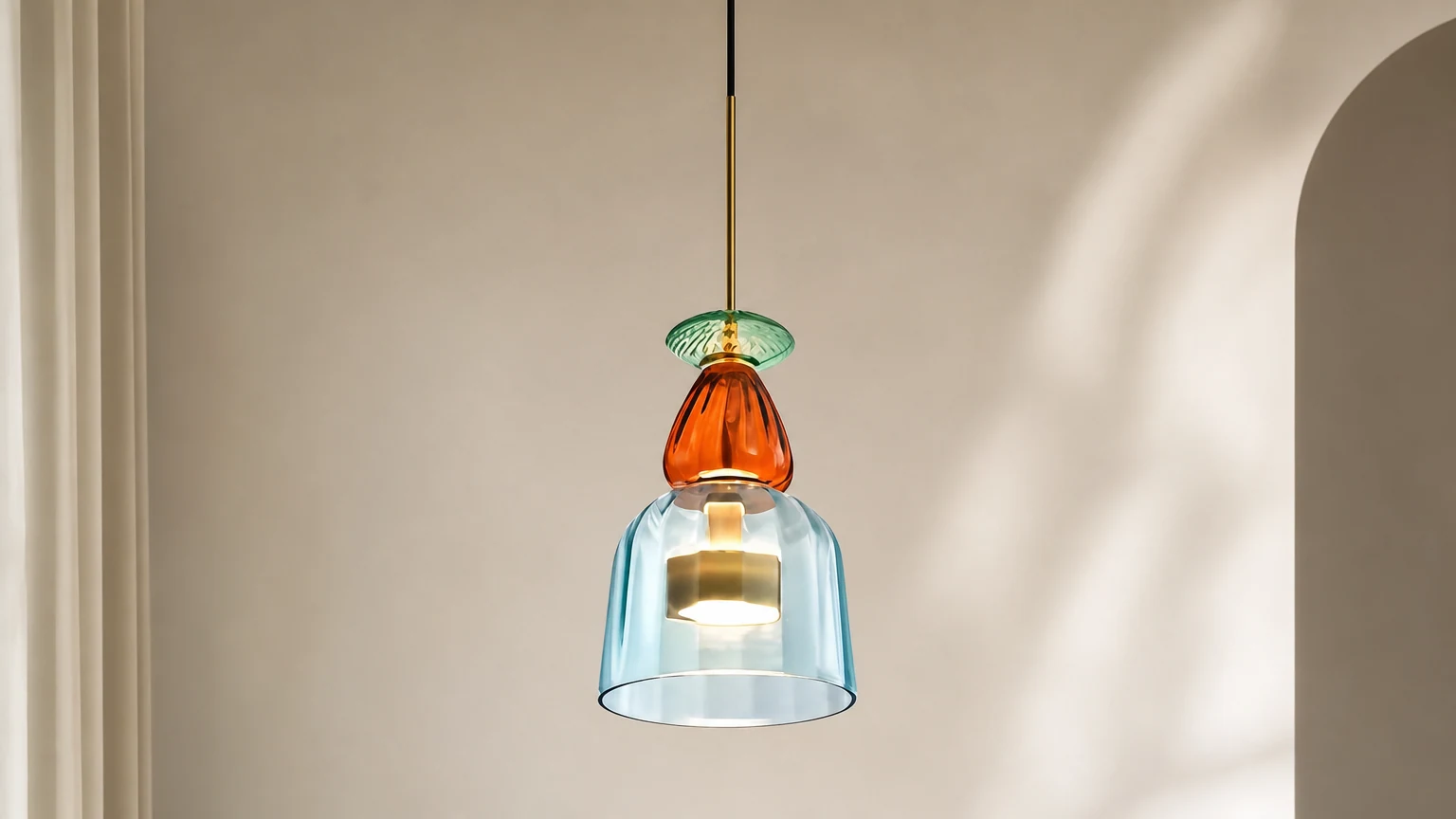 Nordic Kolorowa szklana lampa wisząca Lollipop S97 w pomieszczeniu