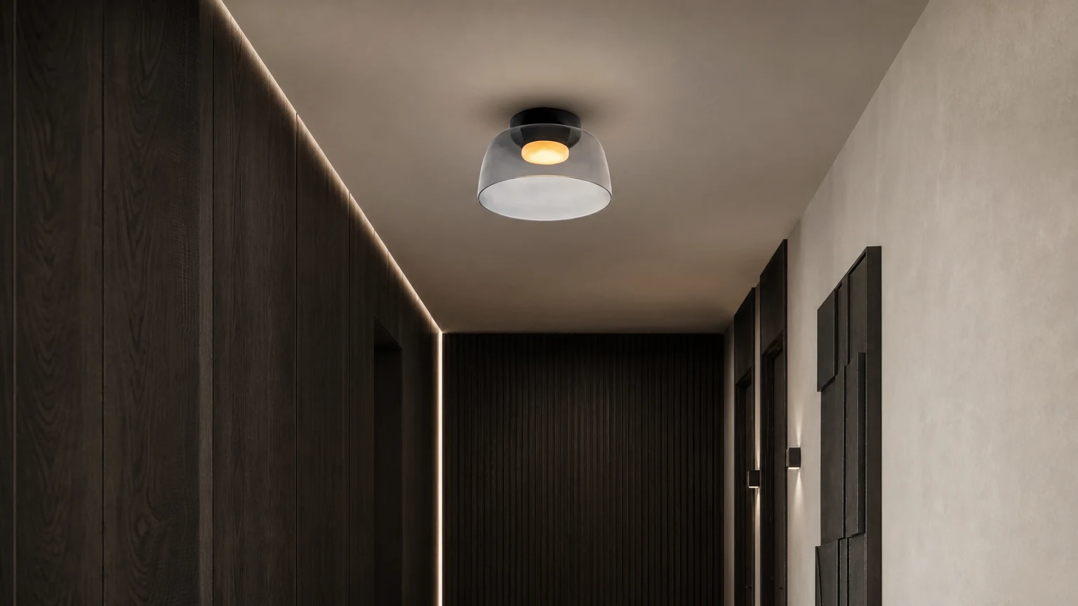 Lampa sufitowa Morandi Bowl Design S145 zainstalowana w ciepłym wnętrzu
