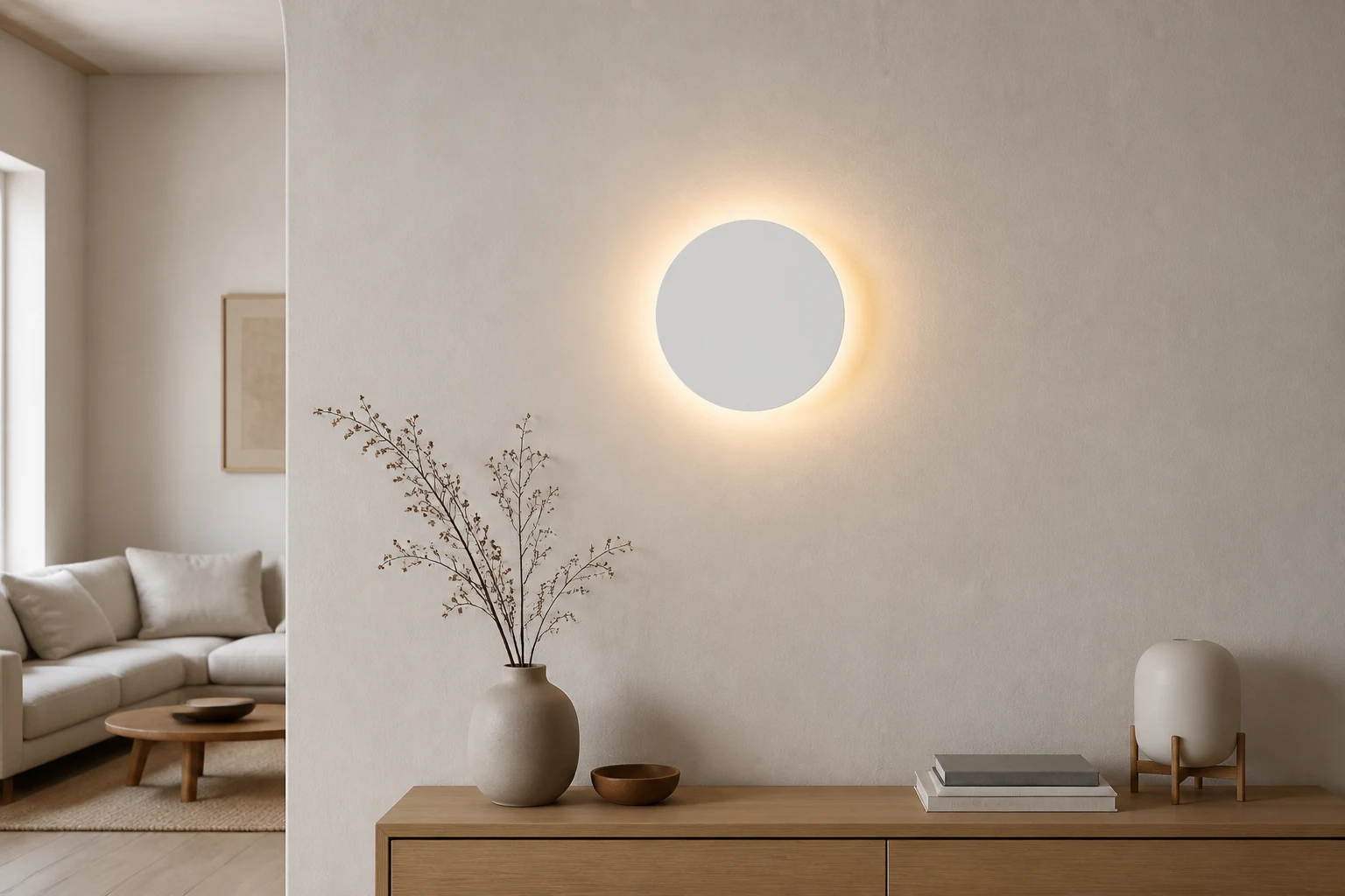Nowoczesna okrągła aluminiowa lampa ścienna w stylu życia