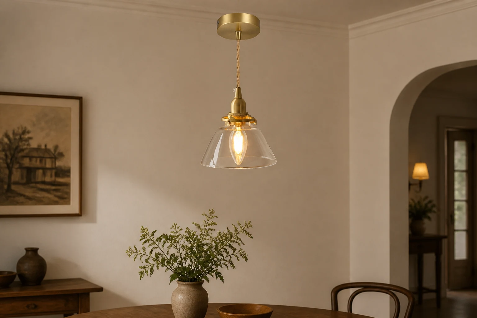 Lampa wisząca Jasmine stylizowana na scenę wewnętrzną