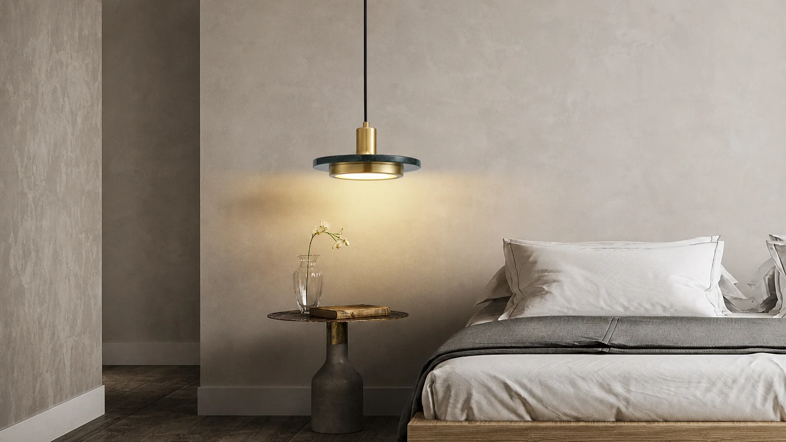 Nowoczesna kreatywna lampa wisząca z marmuru M143 w nowoczesnym wnętrzu