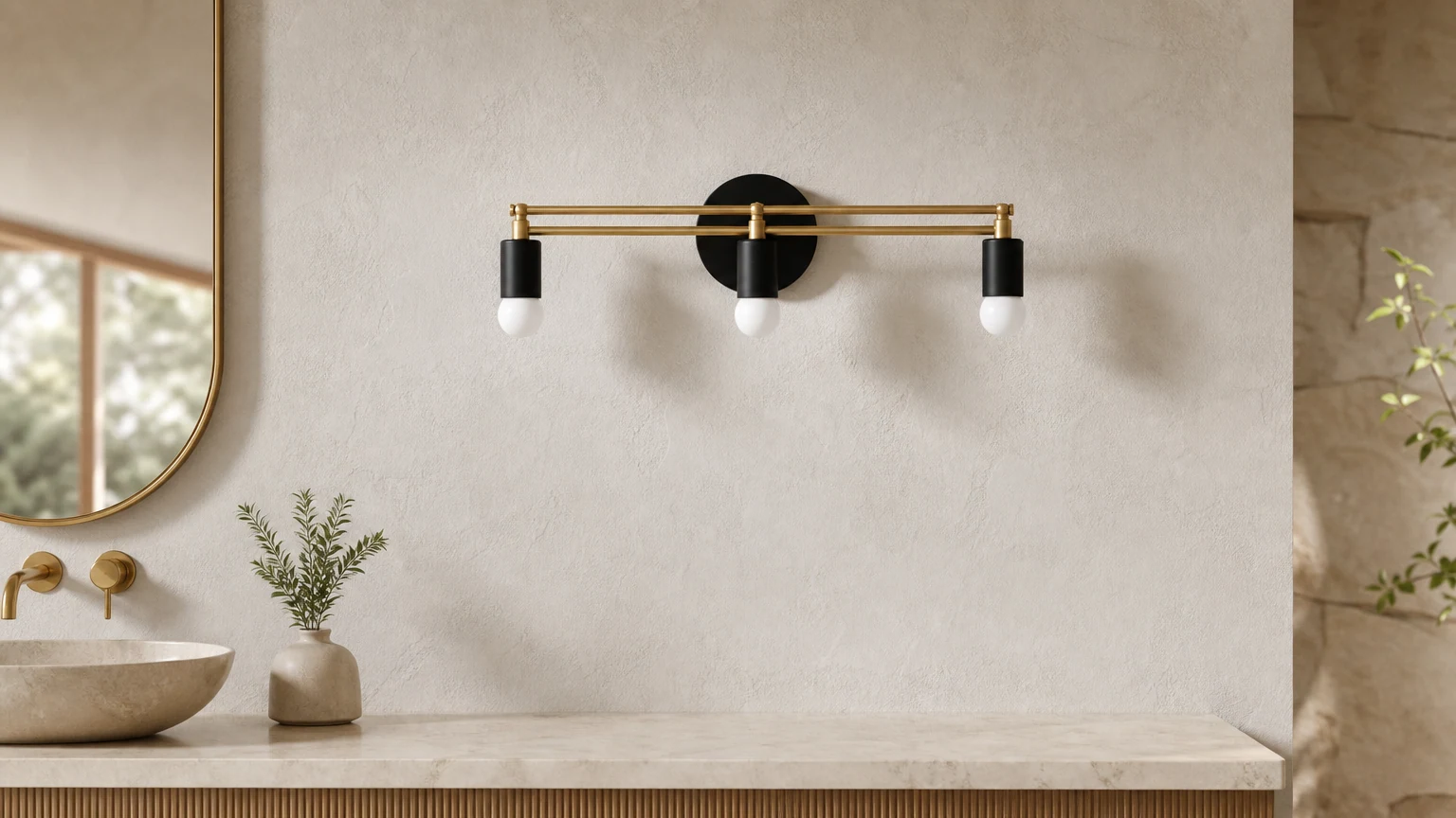 Lampa toaletkowa Mobilux Line zainstalowana w scenie łazienkowej w stylu Art Deco
