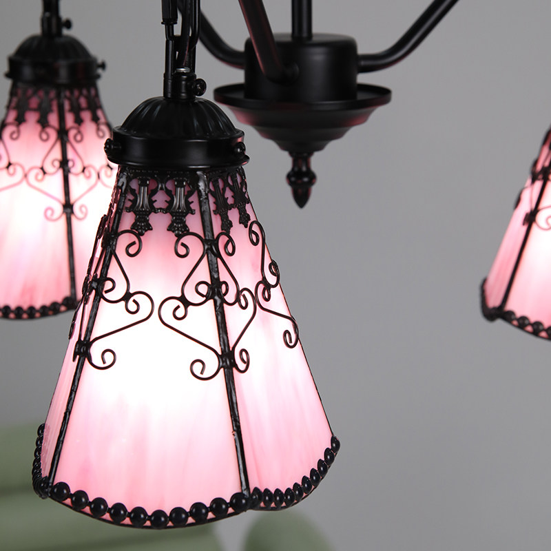 Pink colored glass shade detail