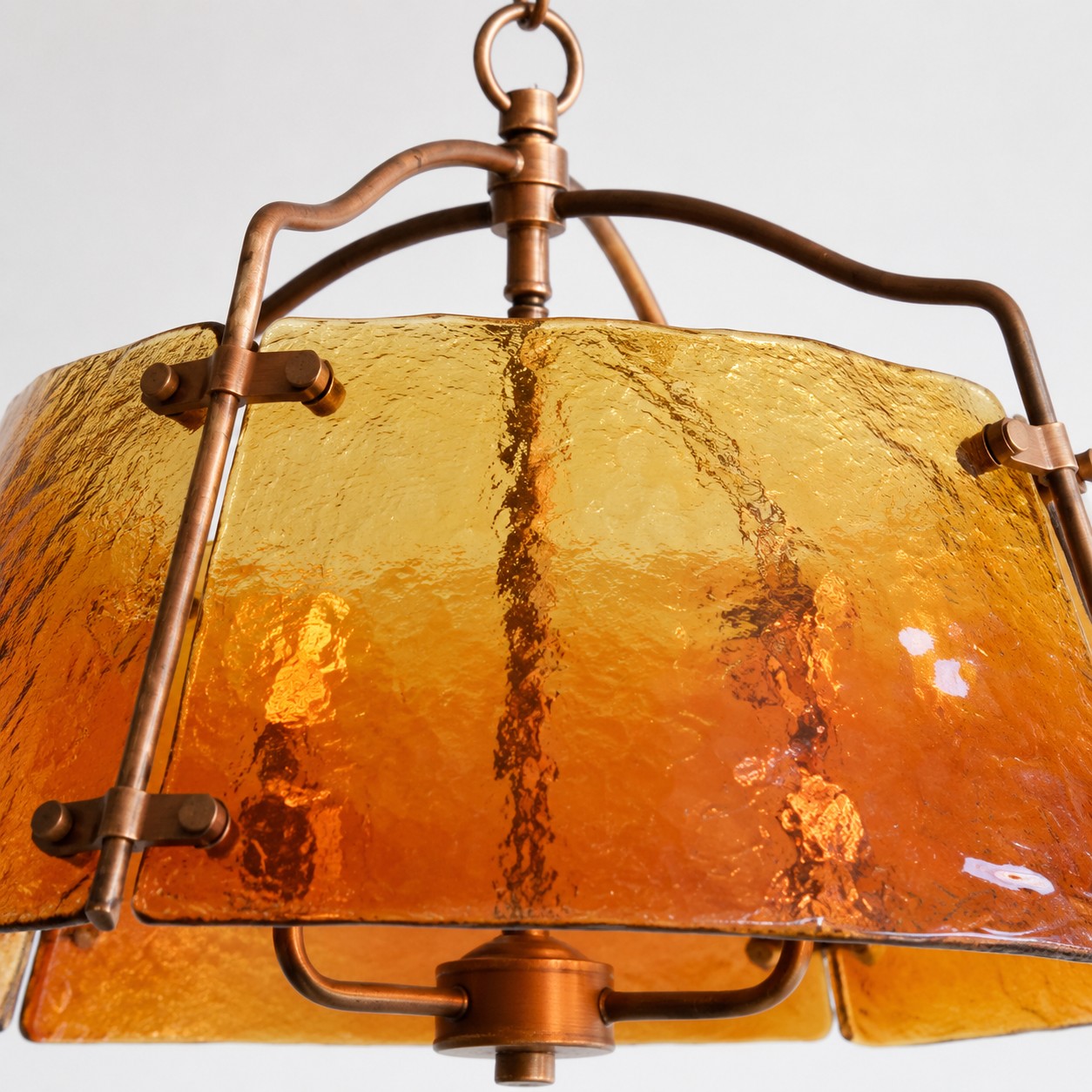 Amber textured glass shade close-up