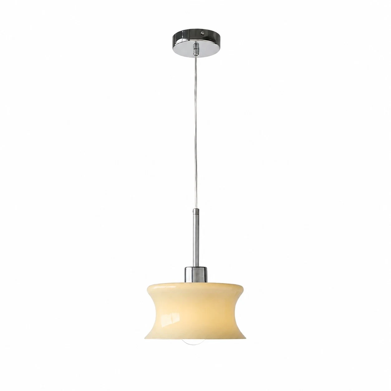 Single pendant cream glass light
