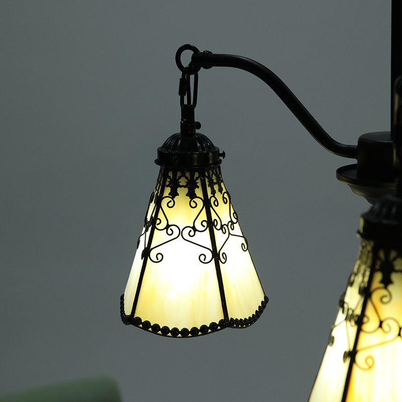 Light yellow colored glass shade detail