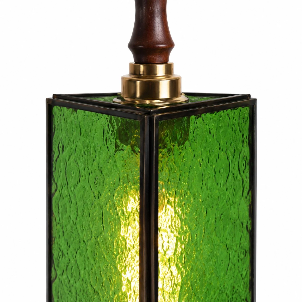 Green textured glass shade detail