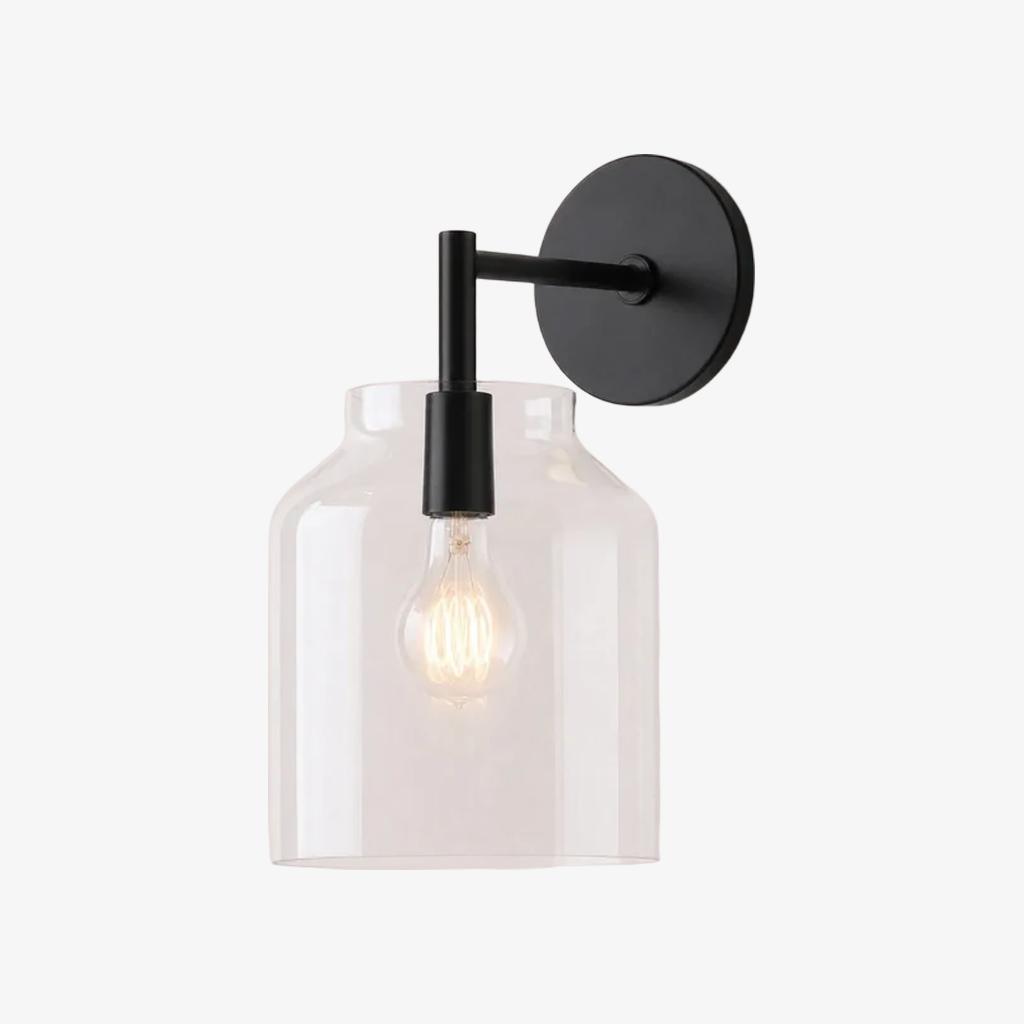 Abat-jour en verre transparent avec finition bronze foncé noir mat