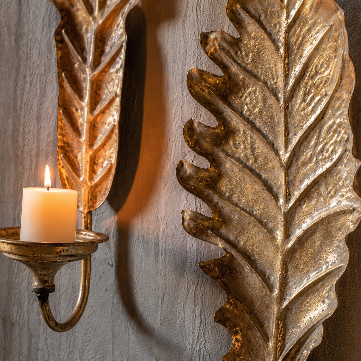 Vintage Leaf Wall Candle Sconce