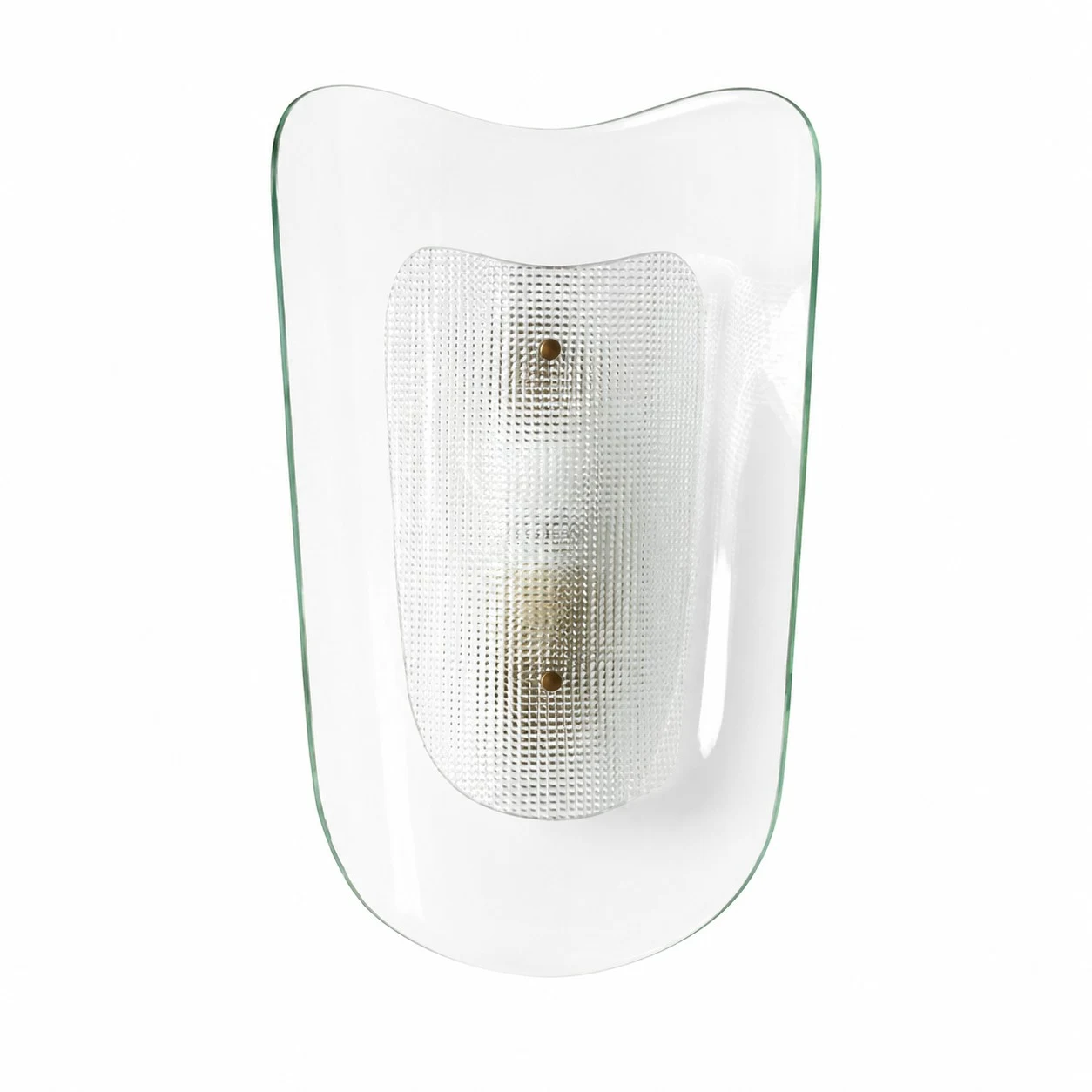 Clear glass wall sconce on a white background
